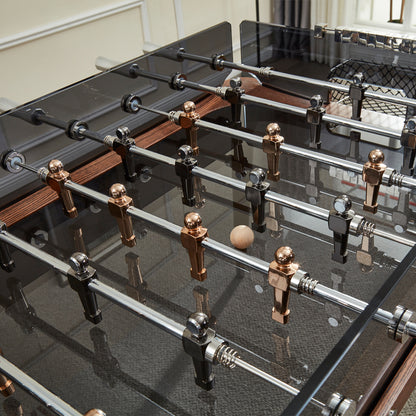 Customizable red oak football table black glass table football