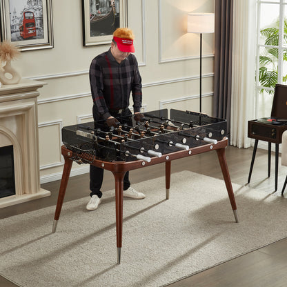 Customizable red oak football table black glass table football