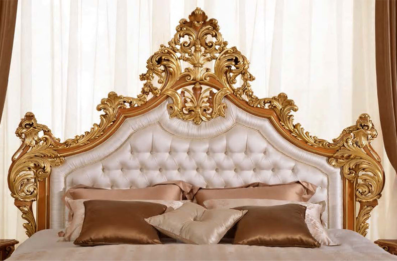 French classical style solid wood bedroom set high quality leather soft bed