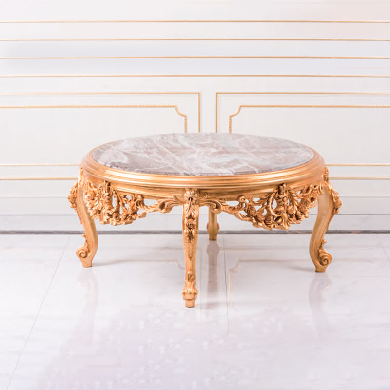 European Style Low Tea Table Household Low Stool Solid Wood Carved Tea Table