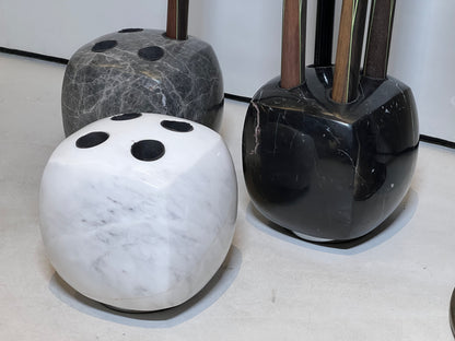 Black, White and Gray Marble Pool Cue Stand